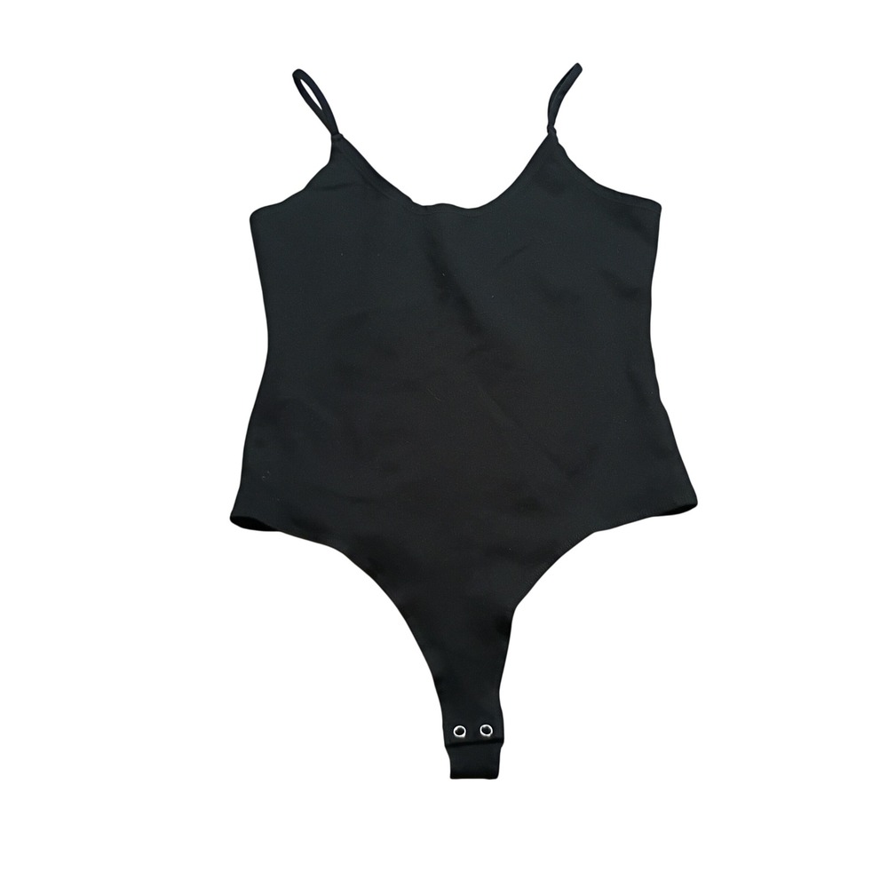 Unbranded Bodysuit Women Small Black V-Neck Spaghetti Strap Thong BX7254